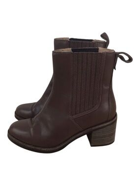 UGG maroon brown leather ankle boots chunky heeled booties rodeo southwestern 6